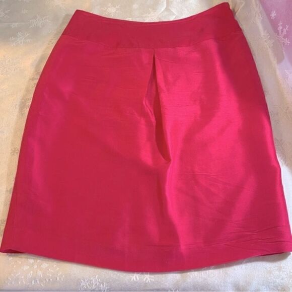 Isaac Mizrahi Silk Skirt Pink Lined Side Zipper Back Slit Sz 2 Gorgeous - Picture 1 of 4